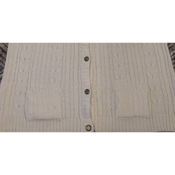 Vintage Jessica Stevens Cable Knit Chunky Fisherman Cardigan Sweater Ivory 20W - Picture 2 of 9